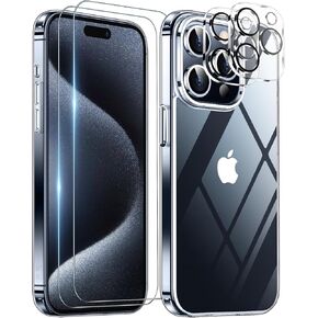 Temdan Designed for iPhone 15 ProMax Case Clear, [Crystal Clear][Non-Yellowing][Military-Grade Drop Protection] Slim Thin Shockproof Protective Phone Case for iPhone 15 Pro Max,Cystal Clear