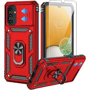 for Galaxy A13 5G Phone Case,with HD Screen Protector,[Slide Camera Cover], Military Grade Rugged Drop Protective Case with Magnetic Shockproof Kickstand for Samsung A13 5G (Red)