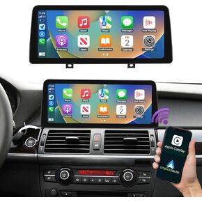ninetom 12.3 inch Touchscreen Wireless CarPlay Android Auto Multimedia Car Radio Receiver for BMW X5 X6 Series CIC System, E70/E71 (2009-2013)