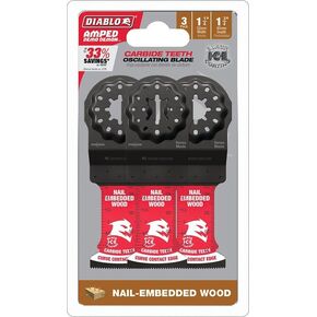 Diablo AMPED™ Demo Demon™1-1/4 in. Starlock Carbide Teeth Oscillating Blades for Nail-Embedded Wood (3-Pack)