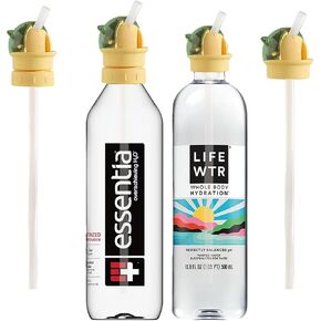 Children Water Bottle Lid Silicone Rotary Cap with Silicone Straw, Leak-proof bottle Cap, Bottle Rotary Cap for Most Beverage Bottle Mouths(Pack of 2)