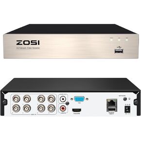 ZOSI 8Channel Surveillance Video Recorders 1080N/720P 4-in-1 HD-TVI Standalone CCTV Security DVR System For 720P,1080P Security Cameras,Motion Detection,Easy Remote Access(NO Hard Drive)