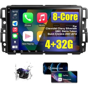 4+32G 8 Core Android Car Stereo for Chevrolet Chevy Silverado/GMC Sierra Yukon/Buick Enclave 2007-2012 with Wireless CarPlay/Android Auto, 8 Inch HD Touchscreen Car Radio with AM/FM/RDS Backup Camera