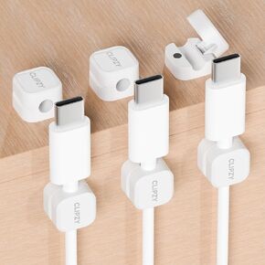 6 Pack Magnetic Cable Clips & Cord Holder, Under Desk Cable Management, Adhesive Wire Holder Keeper Organizer for Home Office Computer Desk Phone Car Wall Desktop Nightstand - Black