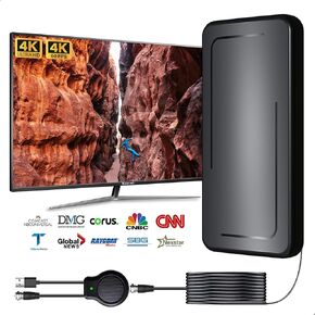 TV Antenna Indoor, 2024 Digital TV Antenna for Local Channels, Amplified HDTV Antennas Outdoor for Smart/Old TV Indoor with Signal Booster 25 FT Cable 360° Reception 4K 1080p