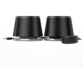 Amazon Basics Bluetooth and USB Computer Speakers with Blue Lighting, Large, Black