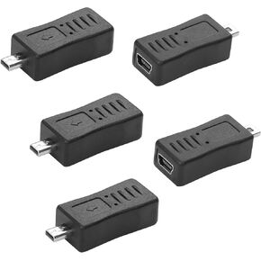 Mini USB to Mini 8 Pin USB Adapter Mini USB Female to 8 pin Mini USB Male Connection Adapter（Supports Charge Transfer） Compatible with Laptop Digital Camera GPS 5-Pack