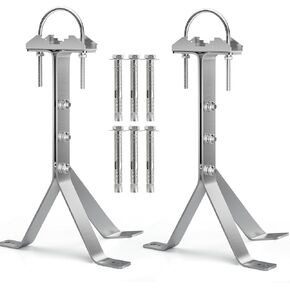 SUS304 Antenna Mount 12 Inch Stainless Steel Mast Wall Mount Clamp Windproof Antenna Mounting Bracket, Silver
