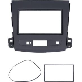 Double DIN Installation Dash Kit, Black ABS 2 Din Stereo audio Fascia Panel Navigation Fascia Car Stereo Frame for Mitsubishi Outlander 2008-2012