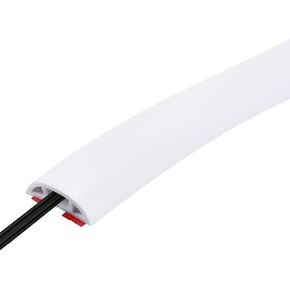 uxcell 8FT Floor Cord Cover, Self-Adhesive Cord Hider Floor, Cable Protector Extension Cords, Cable Management, Cable Raceway 0.39"(W) x 0.24"(H) White