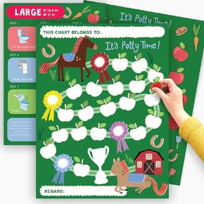 Potty Training Sticker Chart for Girls Boys Toddler - Horse Sticker Chart for Kids Potty Training - 10 Charts Included - Kids Reward Chart - Routine Calendar - Train to Poop by Central 23