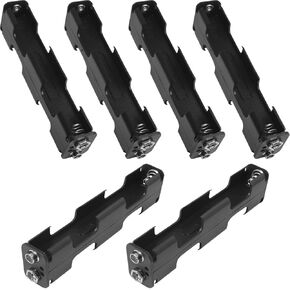 6PCS 4xAA 6V Back to Back Double Bar Battery Holder 4.21x1.02x0.67in with Parallel 9V Male and Female Connector Double Bar Battery Seat for Metal Detectors
