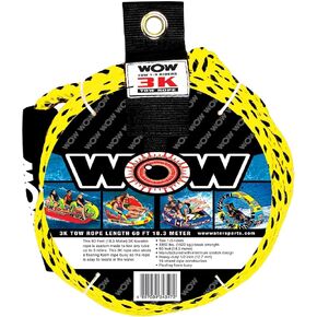 WOW Sports 3k 60 ft. Tow Rope with Floating Foam Buoy 1 2 or 3 Person Tow Rope for Boating, 17-3030