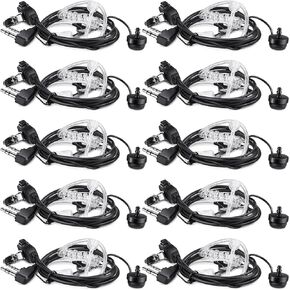 Weewooday 10 Pack Walkie Talkies Earpiece with PPT Mic 2 Pin Acoustic Tube Headset Earpiece Compatible with Baofeng UV-5R Retevis H-777 RT1 RT21 RT22 Arcshell AR-5 2 Ways