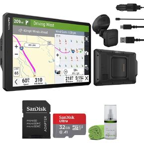 Garmin Dezl OTR1020 GPS Truck Navigator 10" Extra-Large Display Touchscreen, Commercial GPS Navigation for Semi Trucker Driver Bundle with 32GB SD Memory Card + LCD Cleaning Kit