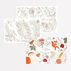 Meri Meri Thanksgiving Coloring Placemats (Pack of 8), 11 x 16.75 Disposable Placemats, Thanksgiving Placemats for Kids