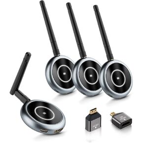 AIMIBO Wireless HDMI Transmitter and 3 Receivers, 165FT(50M) Plug & Play HDMI Wireless Multiple TVs Extender with App Mirror, 5.8G @60Hz for Streaming from Laptop, Camera, TV Box, Neflix to Displays
