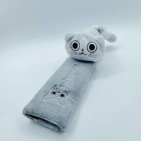 Car Seat Belt Pad, 23cm Seat Belt Shoulder Strap Cover Pad Seatbelt Cushion Automotive Interior Accessories Grey Cat Compatible with All Cars