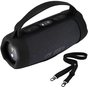Carrying Silicone Cover Case with Handle Compatible with Charge 5 Wi-Fi/Charge 5 Portable Wireless Bluetooth Speaker (Black)