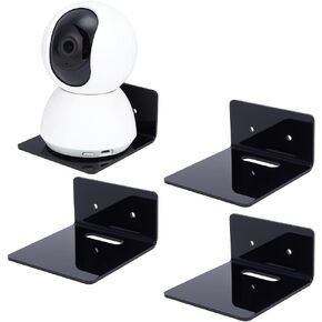 PH PandaHall 4pcs Wall Shelves, Acrylic Floating Shelves Small Clear Shelf Display Ledges Adhesive Hanging Shelves for Smart Speaker Action Figures with Cable Clips, Adhesive & Drilling Installation