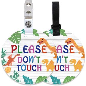 PLIGREAT 2 Pack Dinosaur Please Dont Touch Baby Signs for Newborn Baby Girls Boys No Touching Baby Car Seat Sign for Preemies Baby Carrier Car Seat Carrycot Decor Stroller Hanging Sign Tags