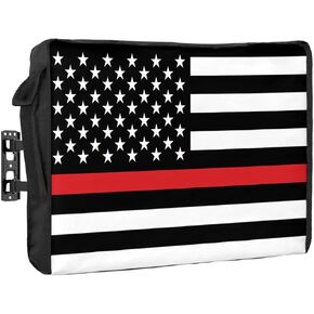 Outdoor TV Cover Waterproof and Weatherproof, Thin Red Line Flags American Firefighter Red Stripes Flag Outside TV Cover for 48 to 50 inch LCD LED, Shield TV Display Screen Protector