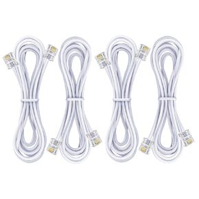 6.6Ft Telephone landline Extension Cord Cable Cord with Standard RJ-11 6P4C Plug (4Pack-6.6Ft-White)