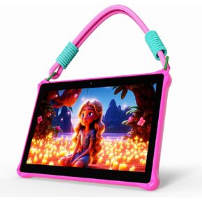 PRITOM 10 inch Kids Tablet Android 13 Tablet 64GB, Quad-Core, Large HD IPS Display, WiFi, Dual Camera, Bluetooth, Toddler Tablet for Kids Age 3+ (Pink)