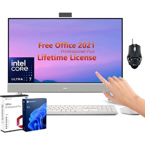 Dell Inspiron All-in-One Desktop PC - 27" FHD Touchscreen, Core 7-150U, NVIDIA GeForce MX570A, 64 GB RAM, 2 TB SSD, Wi-Fi 6E, Win 11 Pro, with Microsoft Office Lifetime License & Designed Mouse