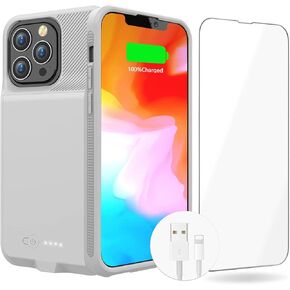 Battery Case for iPhone 13 Pro Max & 12 Pro Max, Real 7000mAh Ultra-Slim Battery Charging Case Rechargeable Anti-Fall Extended Battery for iPhone 13 Pro Max &12 Pro Max Battery Case(6.7")Gray