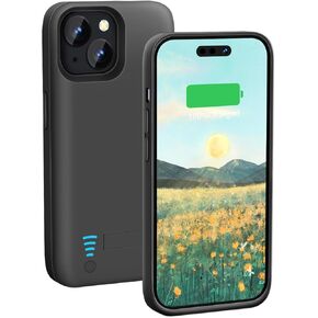 Battery Case for iPhone 15, 5000mAh Rechargeable Extended Battery Charging/Charger Case, Add 100% Extra Juice (6.1 inch) Black