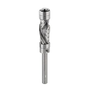 Solid Carbide Flush Trim Router Bit, 1/2" CD, 1/4" SH, 1-1/8" CL, 2FL, Compression, Spiral Bit, Top & Bottom Bearing for Template Pattern
