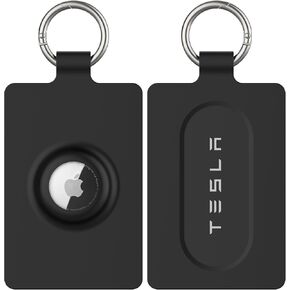 Card Holder for Tesla Keycard with AirTag, Soft Silicone Key Card Protective Case Cover for Tesla Model 3 Y S X, Key Holder with Keychain Key Rings - 1 Pack