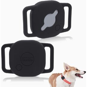 Silicone Holder Compatible for ANNNWZZD tag for Dog Collar, Durable case Compatible with eufy Security Tracker for pet cat Necklace,Slim Rubber Cover Accessories for Bag (Black)