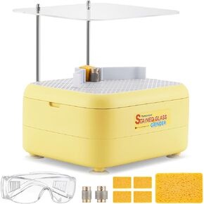 Mxmoonant Upgraded Stained Glass Grinder Large Workbench with 3/4’’ & 1’’ Diamond Grinder Bits & Baffle, 4200r Mini DIY Grinding Tool Kit for Shaping Ceramic Glass 110V (Blue)