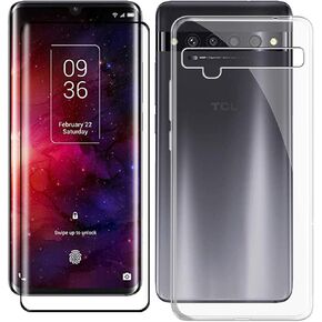 Phone Case for TCL 10 Pro (6.47"), with [1 x Tempered Glass Protective Film], KJYF Clear Soft TPU Shell Ultra-Thin [Anti-Scratch] [Anti-Yellow] Case for TCL 10 Pro - Transparent