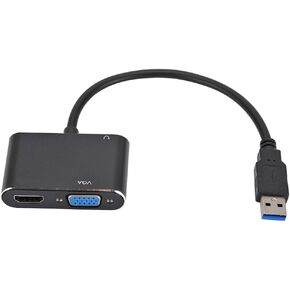 USB to High Definition Multimedia Interface + VGA Adapter Cable, Portable 1080p USB 3.0 to High Definition Multimedia Interface VGA Converter for Windows for, Dual Screen
