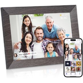 إطار صورة رقمي واي فاي 10.1 بوصة، شاشة لمس IPS عالية الدقة 1280 × 800، إطار صور إلكتروني للهدايا، تخزين 32 جيجابايت، تدوير تلقائي، مثبت على الحائط، مشاركة اللحظات من الهاتف وإرسال التمنيات عبر تطبيق Uhale