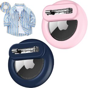 Apple AirTag Holder for Kids with Pin, Safe Hidden Lightweight GPS Tracker for Kids Compatible with Apple Air Tags-2 Pack for Child, Elderly, Pets Collar, Shoes (Midnight Blue+Pink)