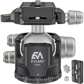 DX40 Tripod Ball Head, 40mm Low Profile Heavy Duty Ball Head Mount, Panoramic CNC Ball Head with Two Arca Swiss Quick Release Plate for Camera Tripod Monopod DSLR Camcorder, Max Load 44lb/20kg