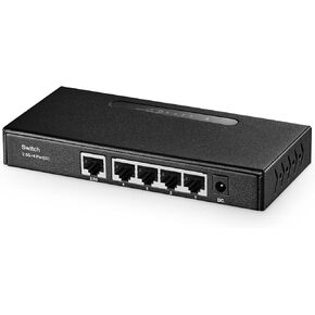 Binardat 6 Port 10G Switch, 4 x 2.5G RJ-45 Base-T Ports, 2 x 10G RJ-45 Ports, Web Managed/Unmanaged, Metal Fanless Managed Multi-Gigabit Desktop/Wallmount Network Switch