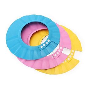3pcs Soft Adjustable Shampoo Shower Cap Kids Bathing Protection Plastic Bath Hat Visor Cap for Toddler Baby Kids Children (Color Random, 27.5CM/10.8IN)