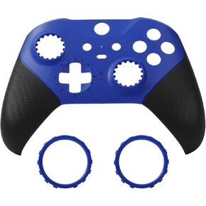 Replacement Faceplate Cover Front Housing Shell Repair Accessories Kit for Xbox One Elite Controller Series 2 Included Joystick Rings Blue