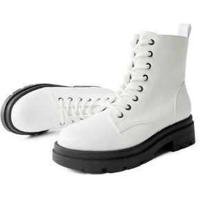 Women's Ankle Boots Classic Low Heel Womens Motorcycle Boots Zippers Lace up Fashion Combat Booties for Women