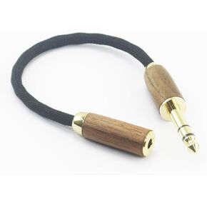 NewFantasia 6.35mm 1/4" Male to 4.4mm Balanced Female Headphone Audio Adapter Cable OD 5mm 6N OCC Copper Single Crystal Silver Plated Wire Walnut Wood Shell 6.35mm Male to 4.4mm Female