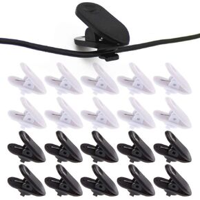 Clips for Earphone Wire,360 Degree Rotate Headphone Mount Cable Clothing Clip, Use for Fixing Headphone Wire,Black & White (20Pcs/Pack)