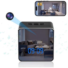 Hidden Camera Bluetooth Speaker, 4K HD WiFi Hidden Camera Clock with Video Night Vision Motion Detection, Clock Camera Spy Cam, Hidden Cameras for Home Security Indoor