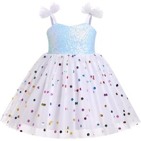 Toddler Baby Girl Birthday Party Dress Sequins Glitters Princess Ruffle Tulle Tutu Dress Pageant Summer Sundress