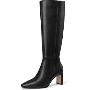 MUCCCUTE Knee High Boots for Women Tall Boots Chunky Heel Square Toe with Side Zipper Pull On Fall Long Boots
