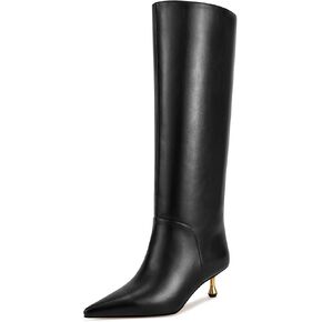 wetkiss Knee High Boots for Women Low Stiletto Drop Heel Boots Pointed Toe Long Boots Fashion Dress Tall Boots Party Date Festival
